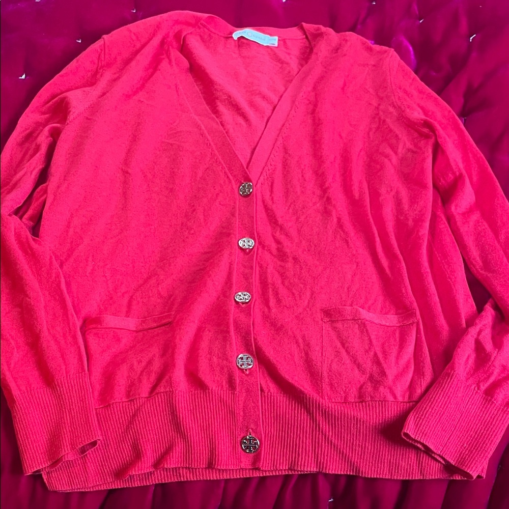 Tory Burch Vibrant Red Cardigan